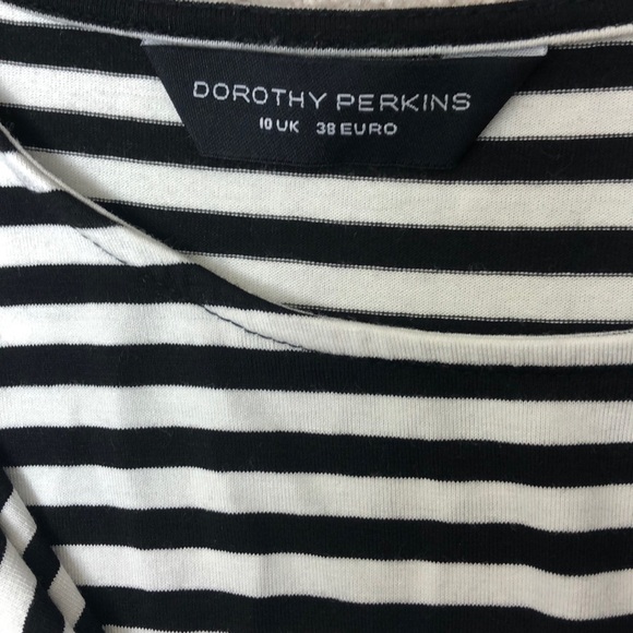 Dorothy Perkins Black/White Striped Jersey Wrap Dress Size 6/M - Picture 10 of 11